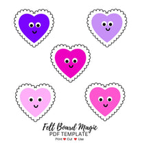 Load image into Gallery viewer, Five Valentine's Hearts Printable Template