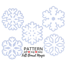 Load image into Gallery viewer, Five Little Snowflakes Felt Set Pattern
