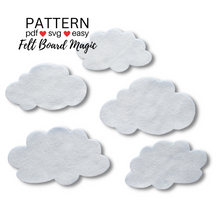 Load image into Gallery viewer, Five Little Clouds Felt Set Pattern