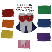 Load image into Gallery viewer, Hide and Seek Super Hero Tooth Colours Game Felt Set Pattern
