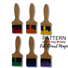 Load image into Gallery viewer, Rainbow Paint Brushes Colour Memory Game Felt Set Pattern