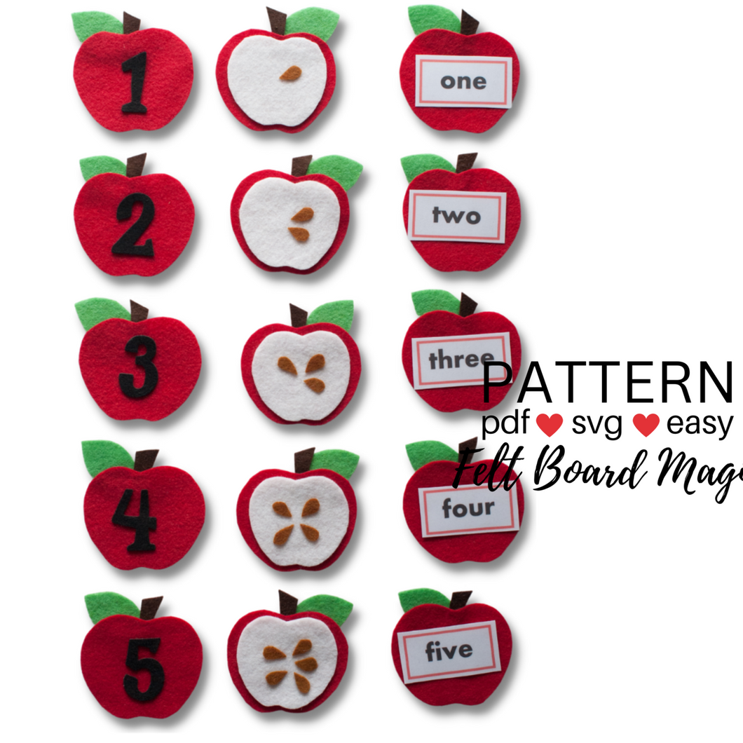 Apple Seed Counting Felt Set Pattern