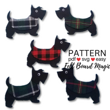 Load image into Gallery viewer, Five Scottie Dogs Felt Set Pattern