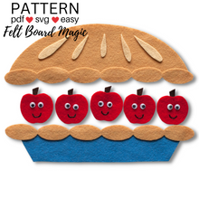 Load image into Gallery viewer, Five Apples in a Basket Felt Set Pattern
