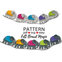 Load image into Gallery viewer, Five Grey Elephants Felt Set Pattern