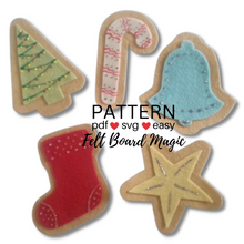 Load image into Gallery viewer, Five Christmas Cookies Felt Set Pattern
