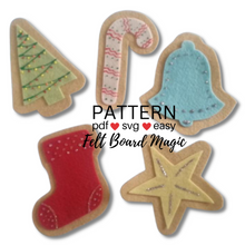 Load image into Gallery viewer, Five Christmas Cookies Felt Set Pattern