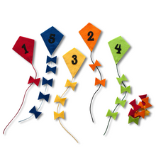 Load image into Gallery viewer, Counting and Colour Sorting Kites Felt Set Pattern