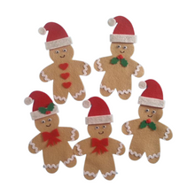 Load image into Gallery viewer, Five Christmas Gingerbread Men Felt Set Pattern