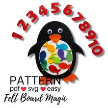 Load image into Gallery viewer, Penny the Counting Penguin Felt Set Pattern