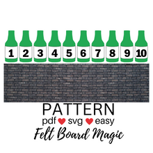 Load image into Gallery viewer, Ten Green Bottles Standing on the Wall Felt Set Pattern
