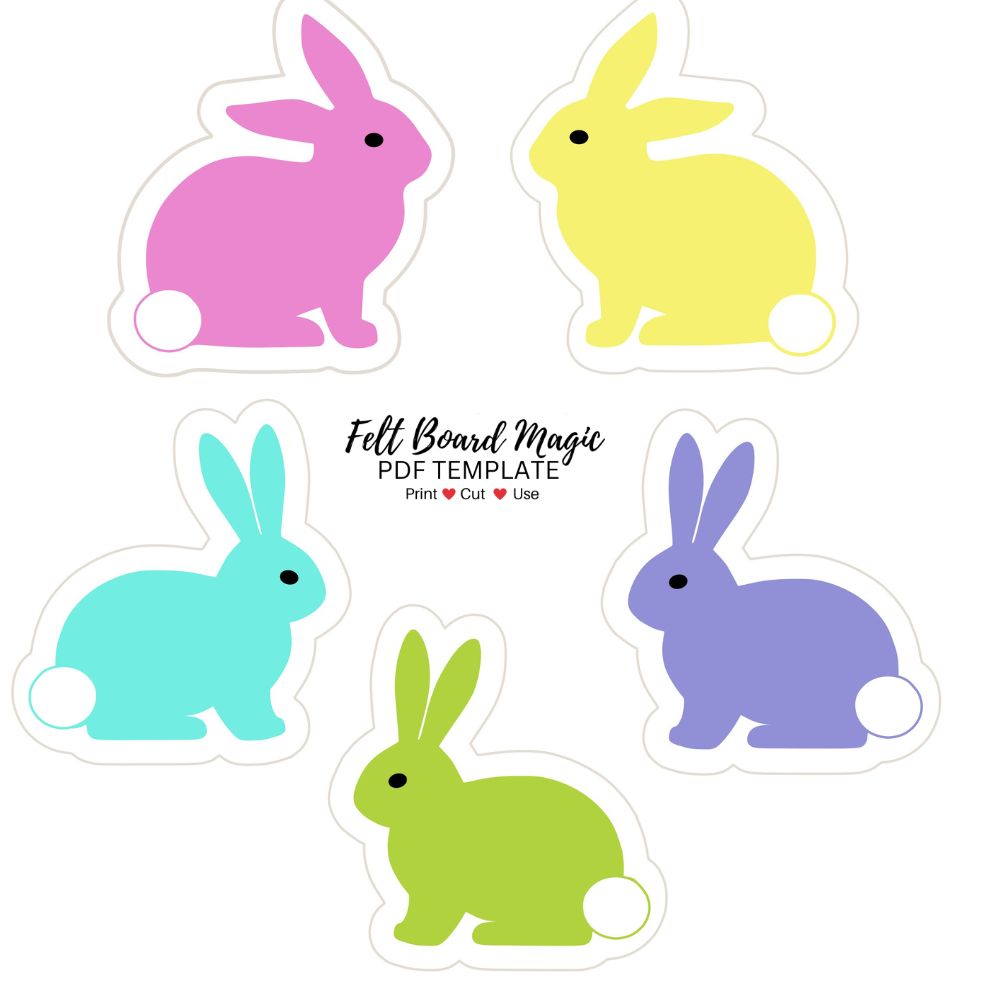Five Little Rabbits Printable PDF Template – Felt Board Magic