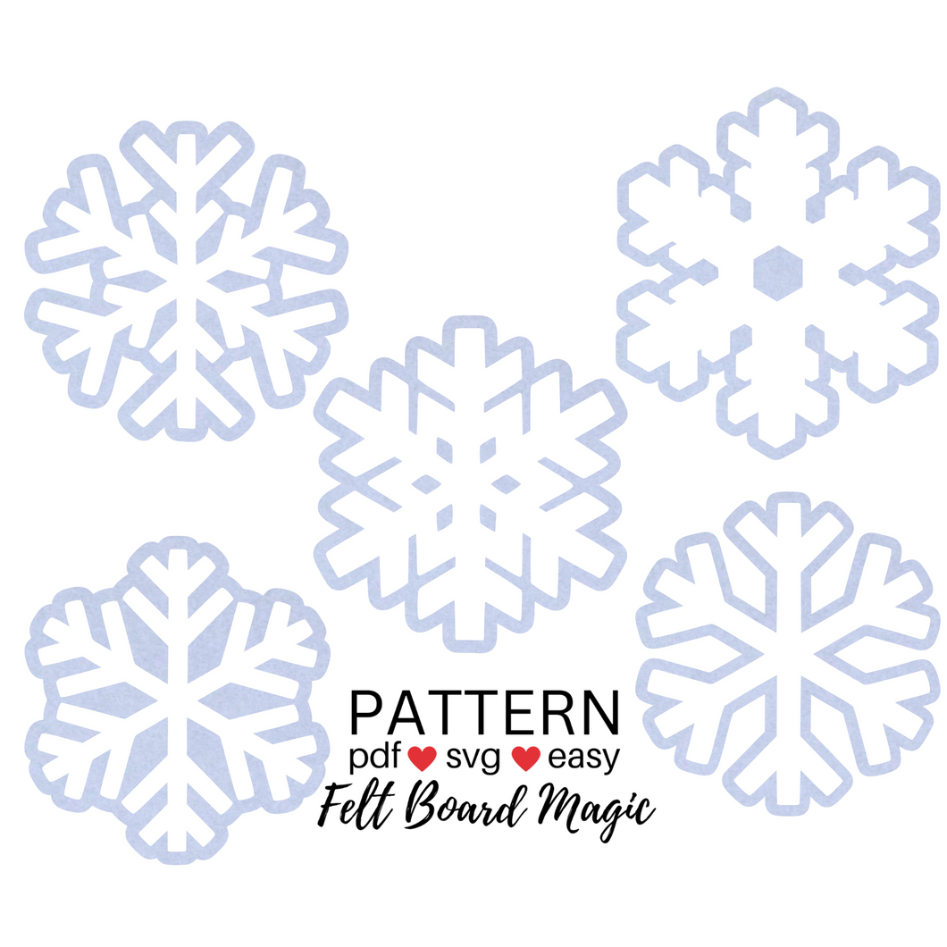 Five Little Snowflakes Felt Set Pattern