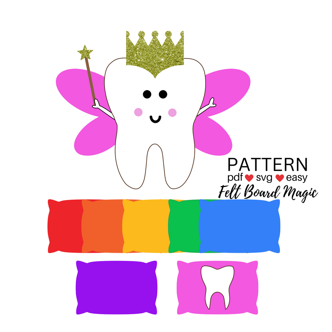 Hide and Seek Tooth Fairy Colours Game Felt Set Pattern