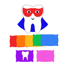 Load image into Gallery viewer, Hide and Seek Super Hero Tooth Colours Game Felt Set Pattern
