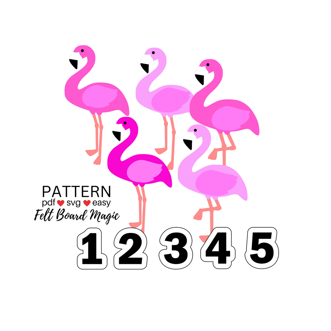Five Pink Flamingos Felt Set Pattern