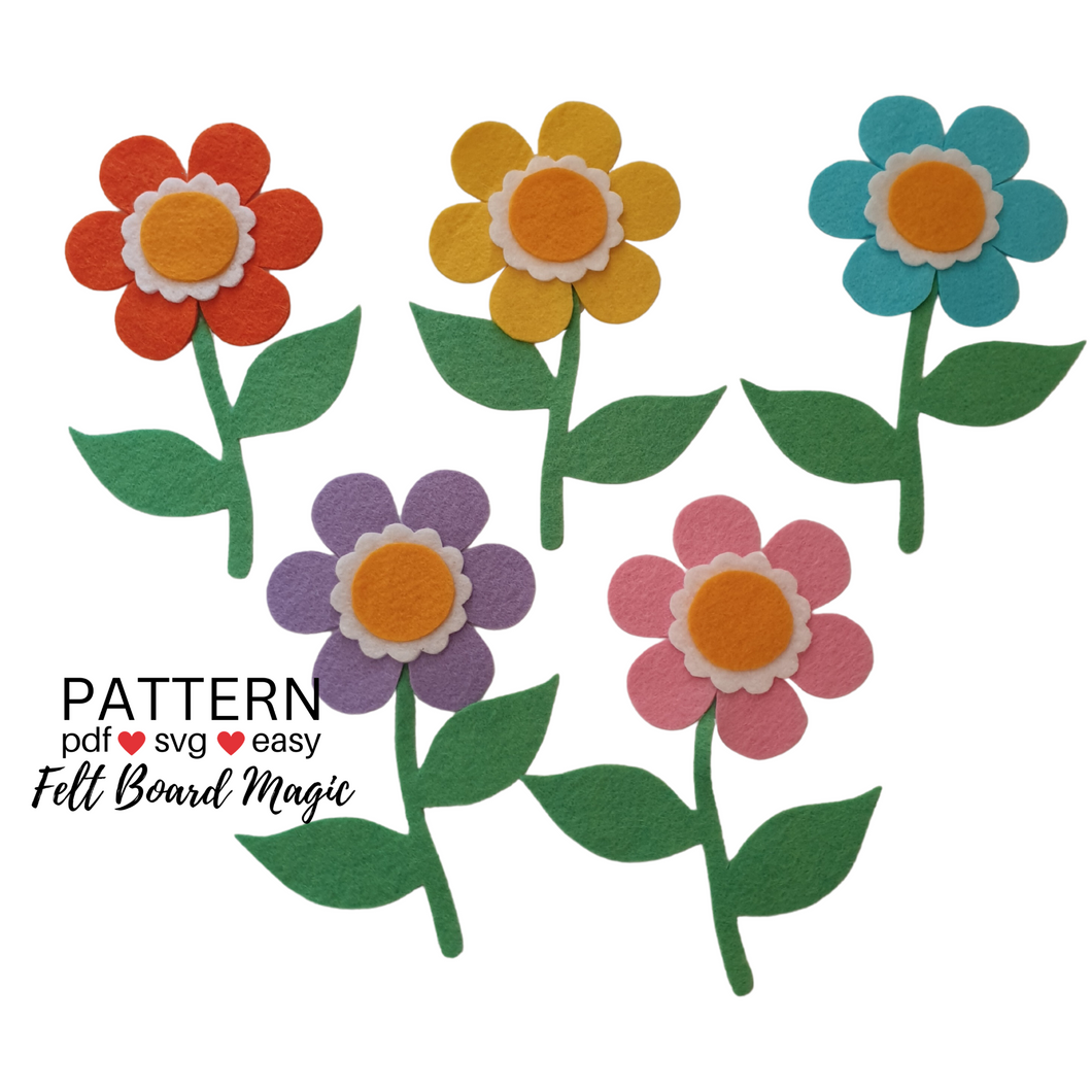 Five Little Flowers Matching Felt Set Pattern