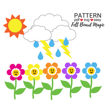 Load image into Gallery viewer, Five Little Flowers Matching Felt Set Pattern

