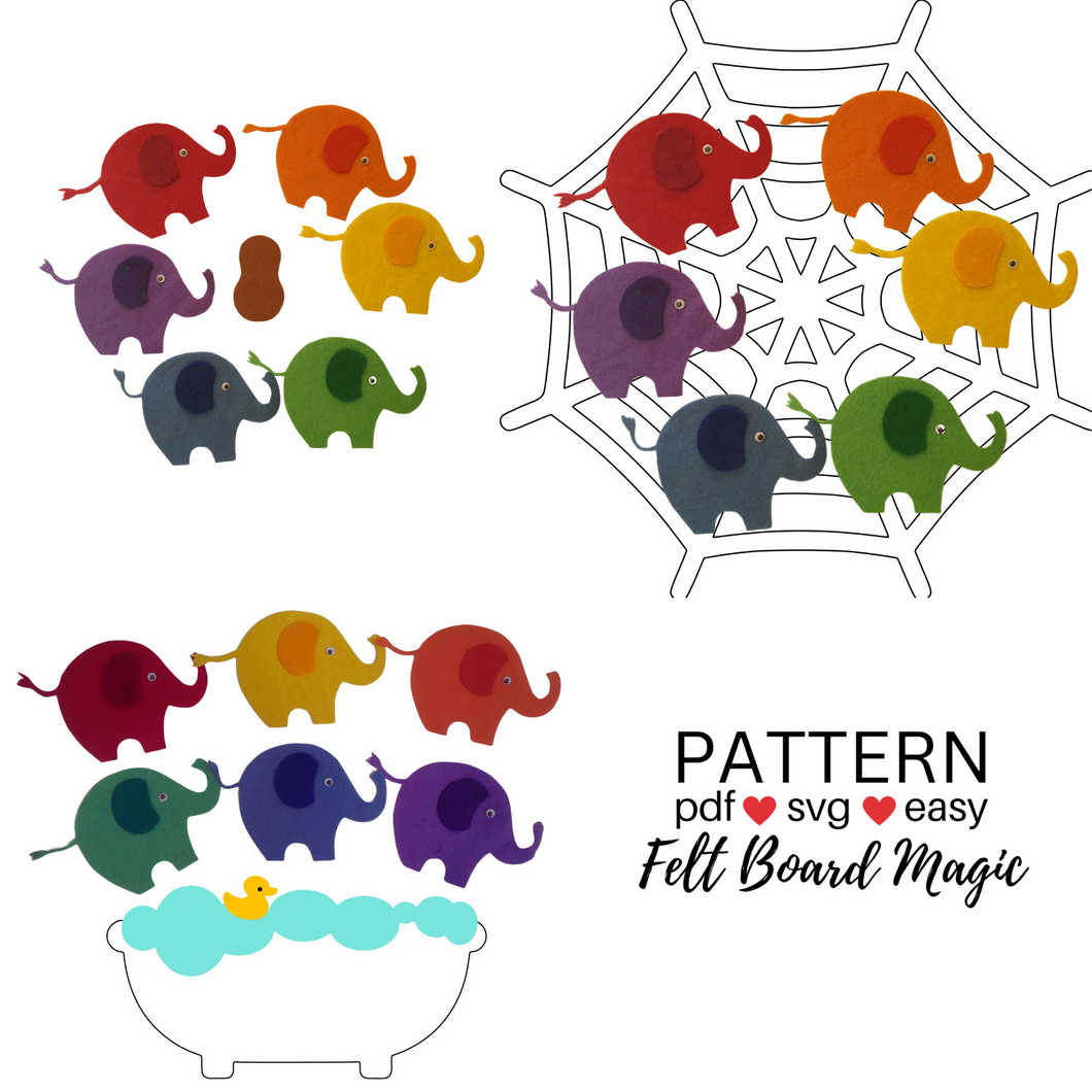 Five Little Elephants Felt Set Pattern