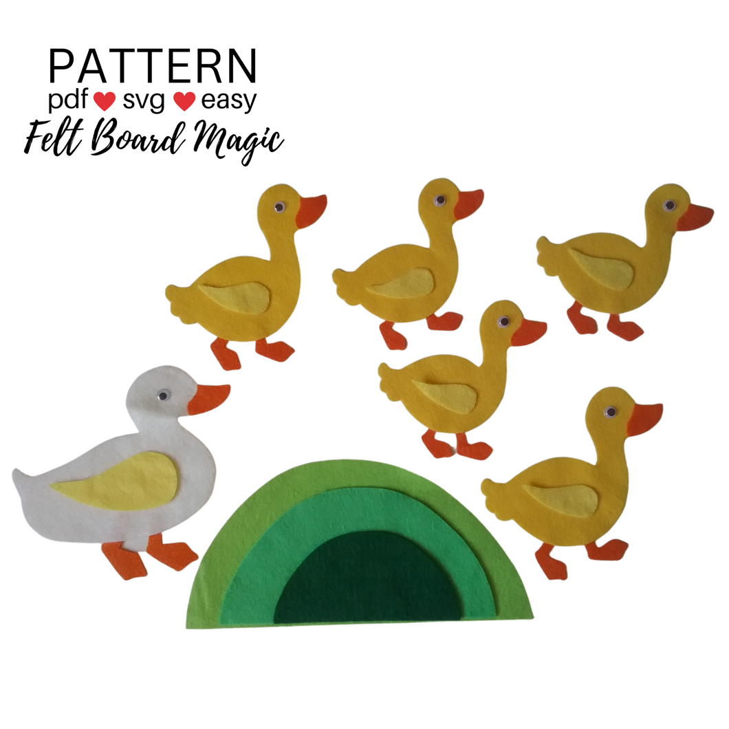 Five Little Ducks went out one Day Felt Set Pattern