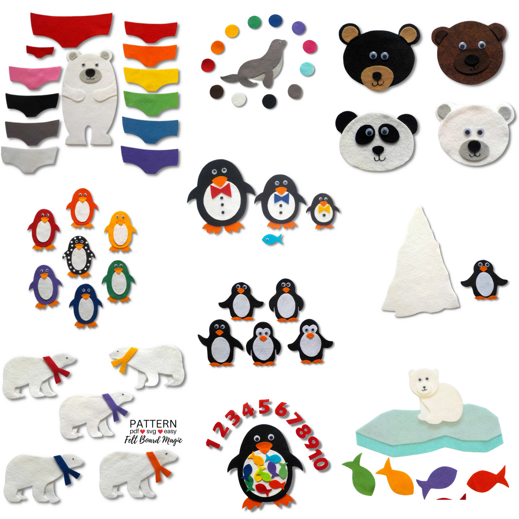 Penguins and Polar Bears Felt Set Pattern Bundle