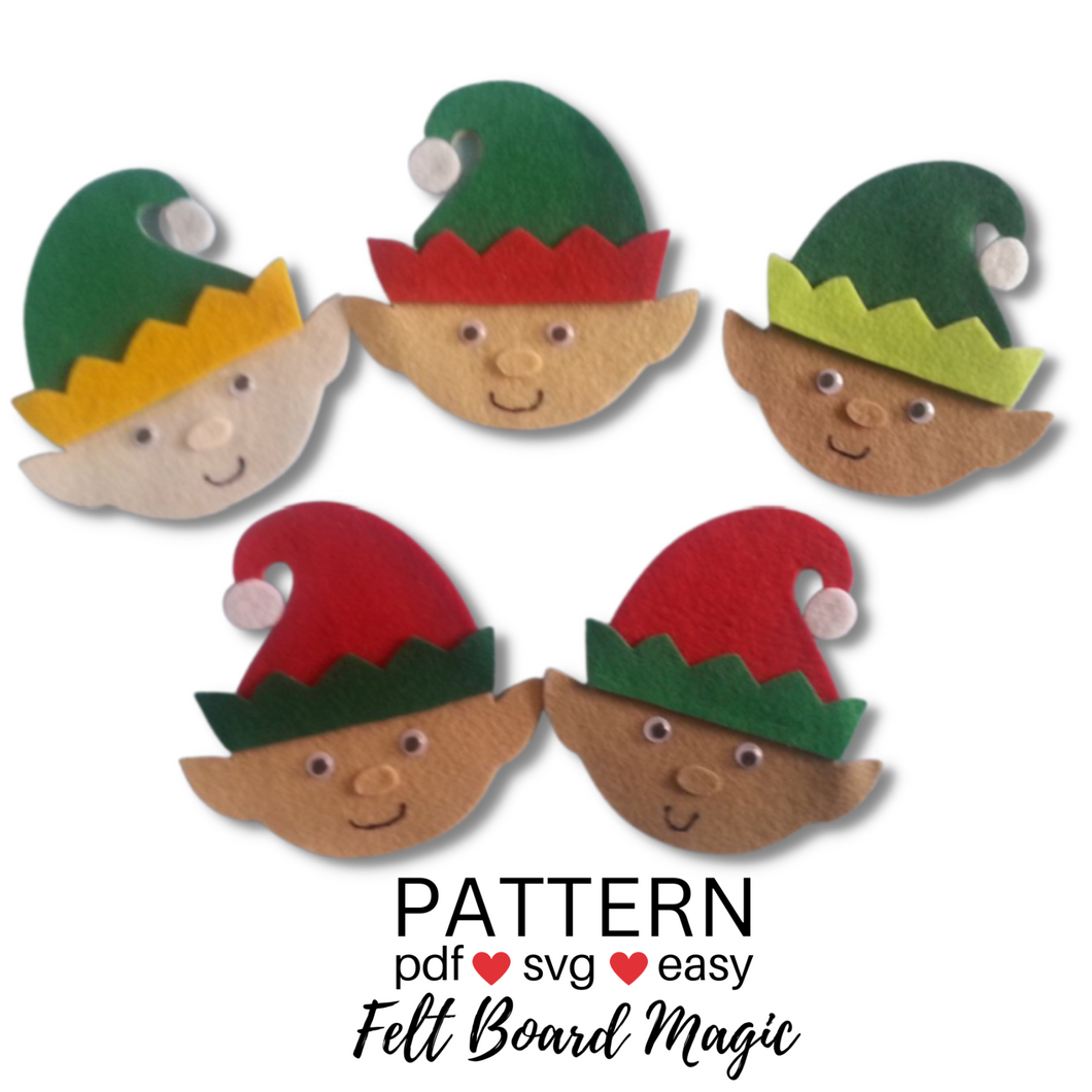 Five Little Elves Felt Set Pattern