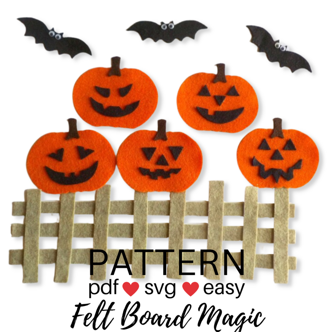 Five Little Jack O Lanterns Felt Set Pattern