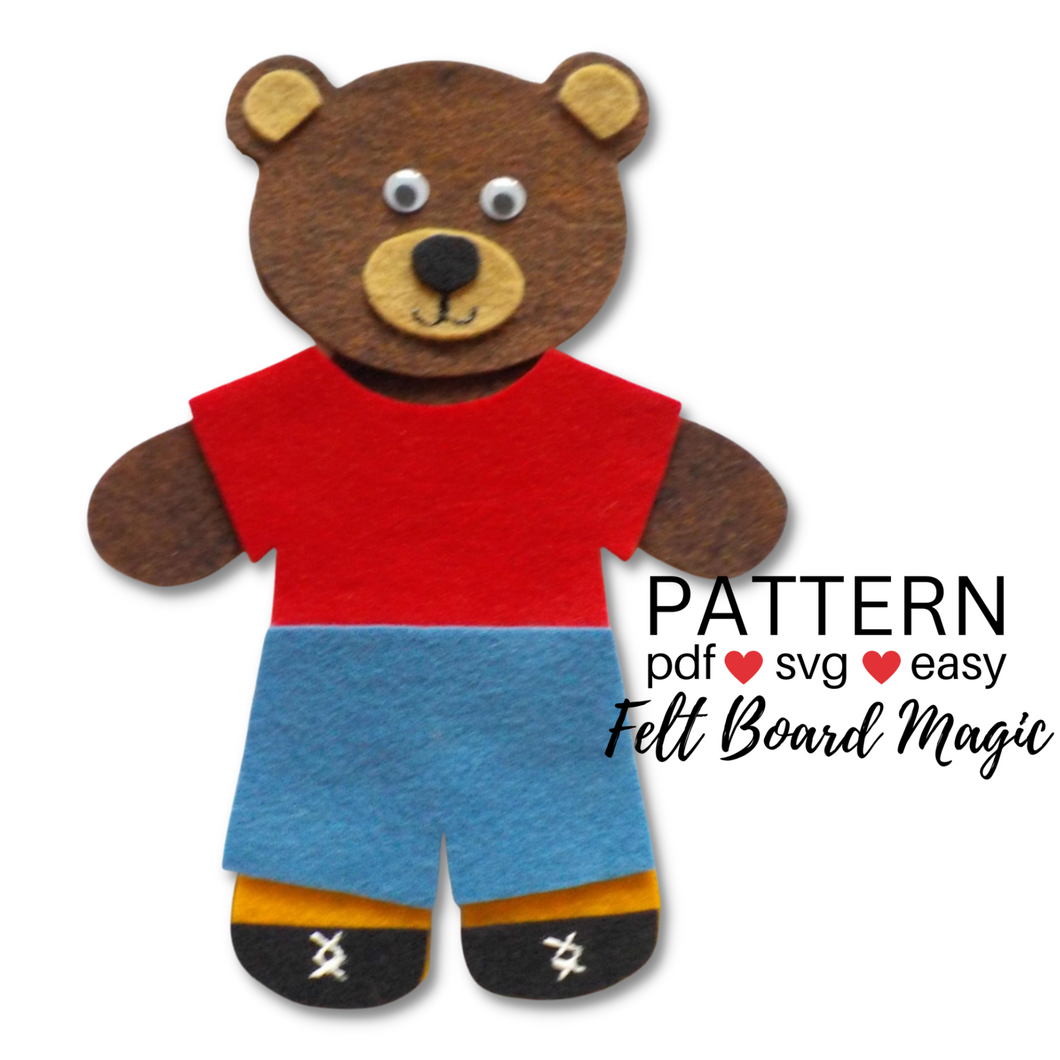 Teddy Wore a Red Shirt Felt Set Pattern