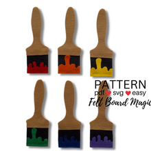 Load image into Gallery viewer, Rainbow Paint Brushes Colour Memory Game Felt Set Pattern
