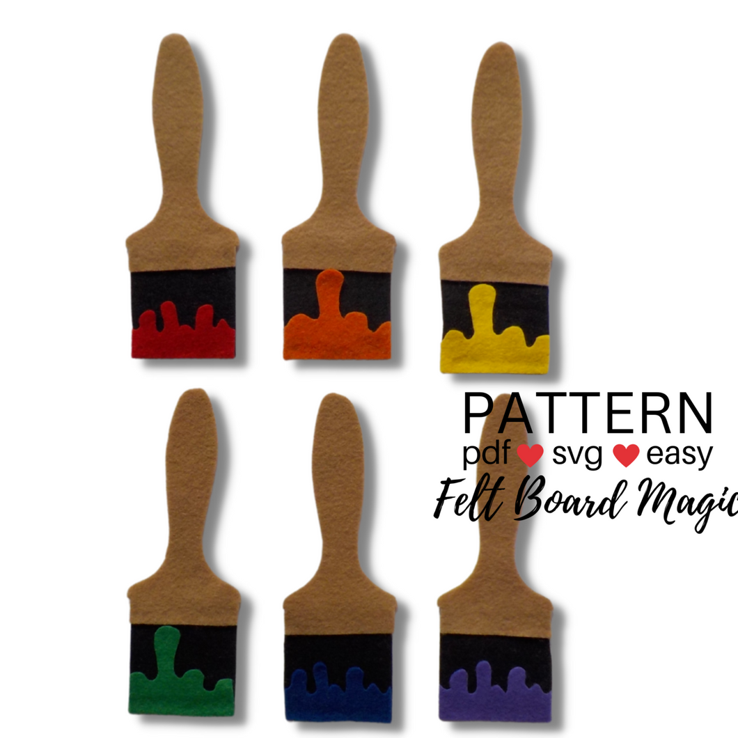 Rainbow Paint Brushes Colour Memory Game Felt Set Pattern