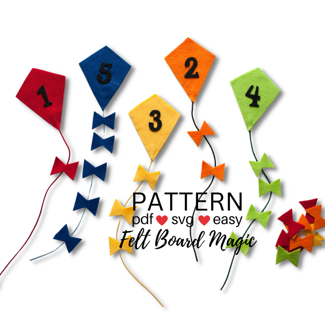 Counting and Colour Sorting Kites Felt Set Pattern