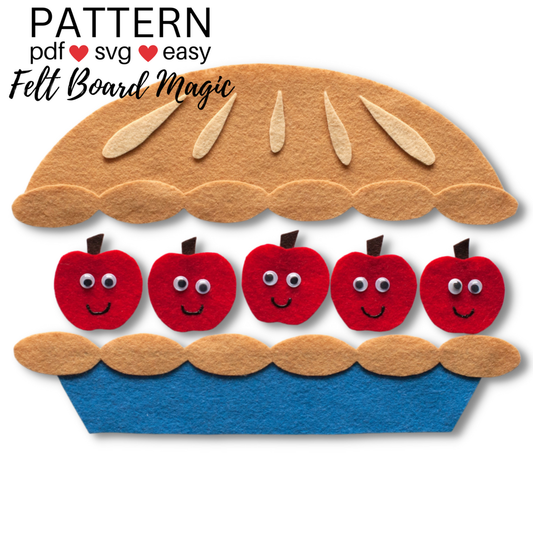 Five Apples in a Basket Felt Set Pattern