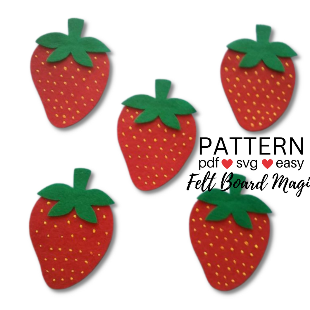 Five Ripe Strawberries Felt Set Pattern