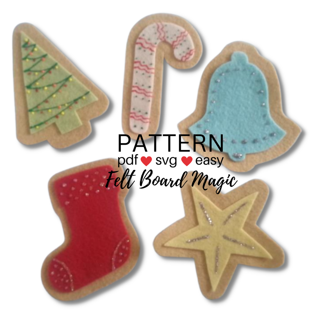 Five Christmas Cookies Felt Set Pattern
