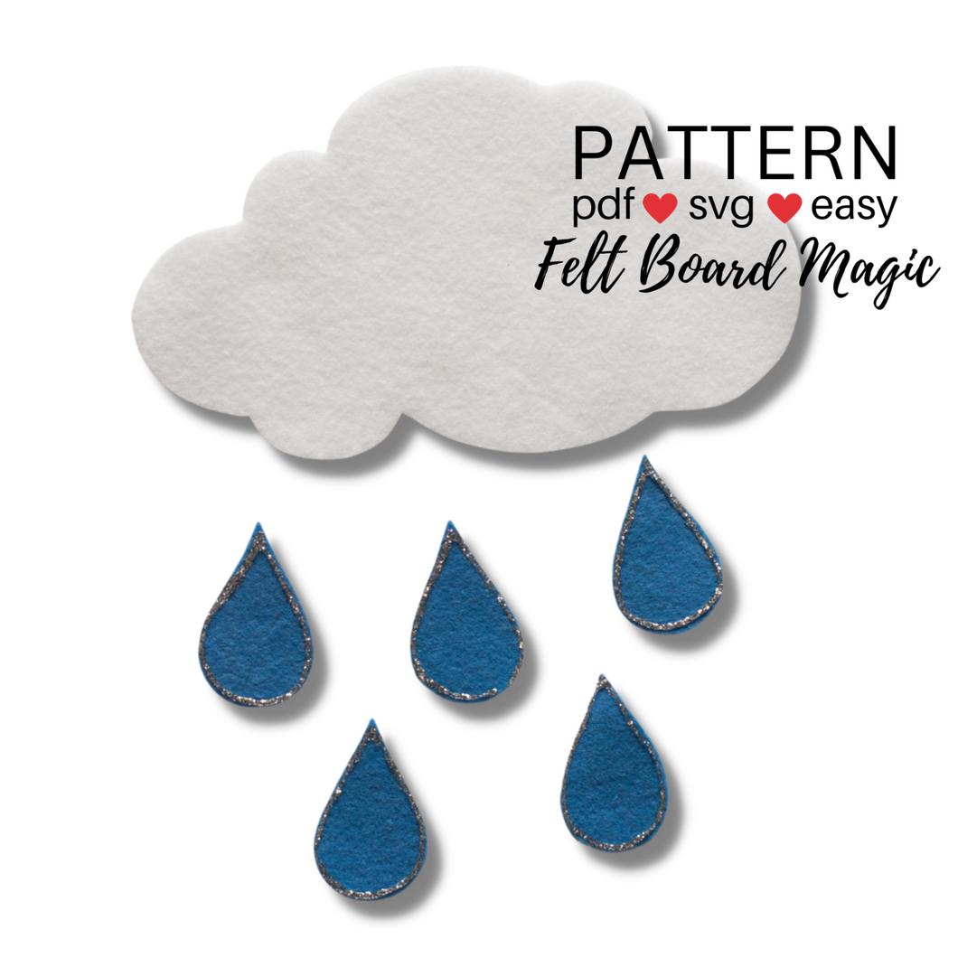 Five Little Raindrops Felt Set Pattern