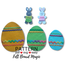 Load image into Gallery viewer, Little Bunny Hide and Seek Size Game Felt Set Pattern
