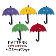 Load image into Gallery viewer, Five Umbrellas Waiting for Rain Felt Set Pattern
