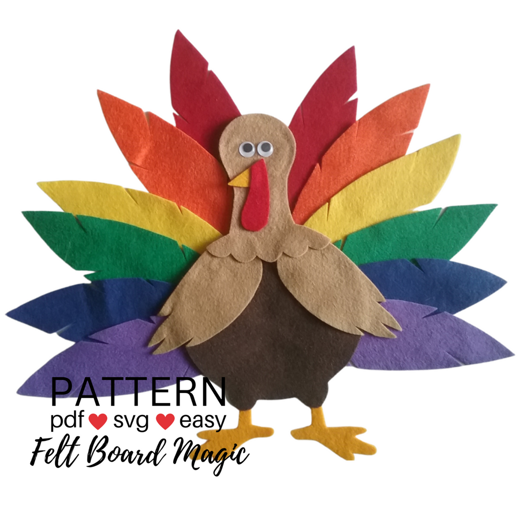 Turkey Feathers Colors Felt Set Pattern