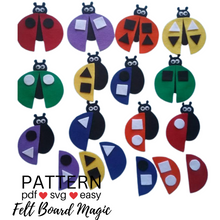 Load image into Gallery viewer, Ladybird Wing Shape and Colour Matching Felt Set Pattern
