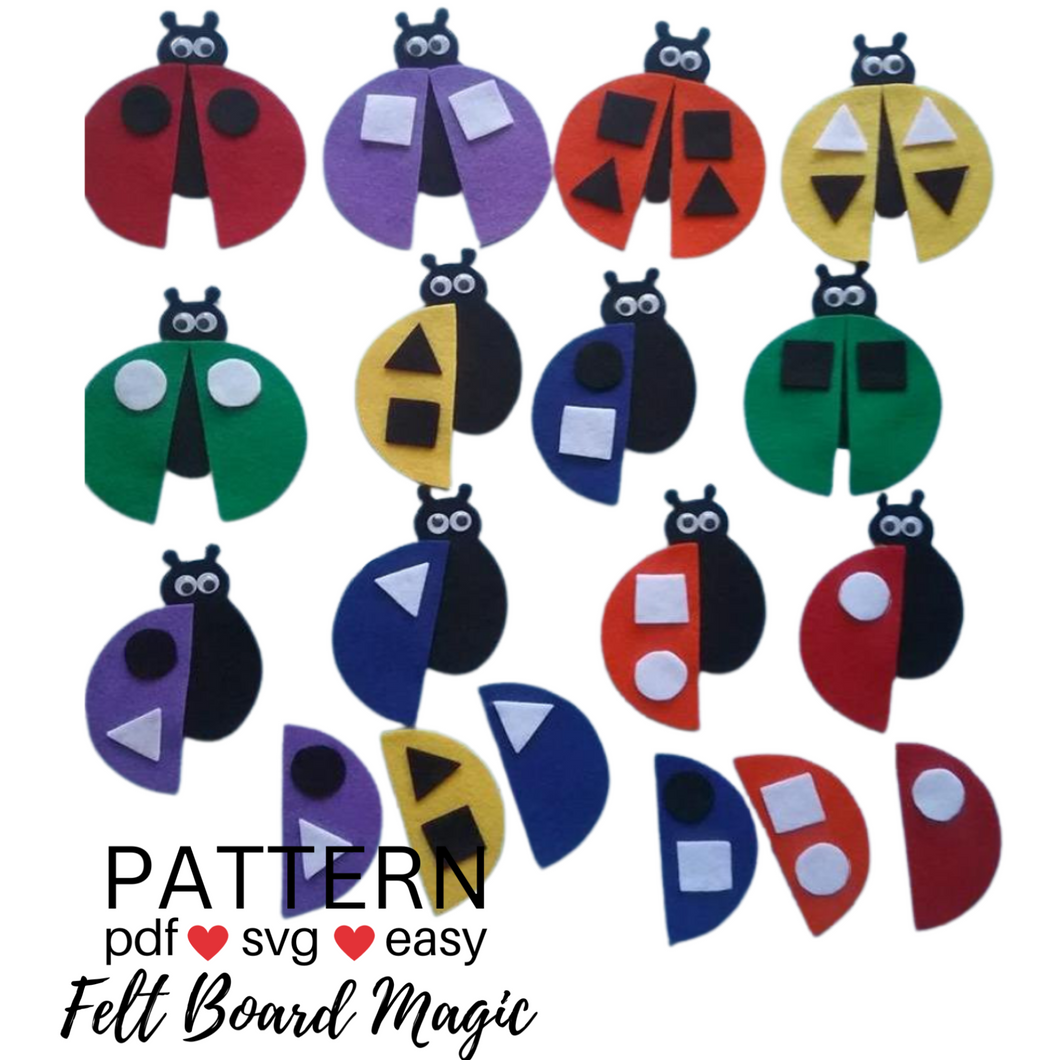 Ladybird Wing Shape and Colour Matching Felt Set Pattern