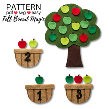 Load image into Gallery viewer, Apple Counting Baskets Felt Set Pattern
