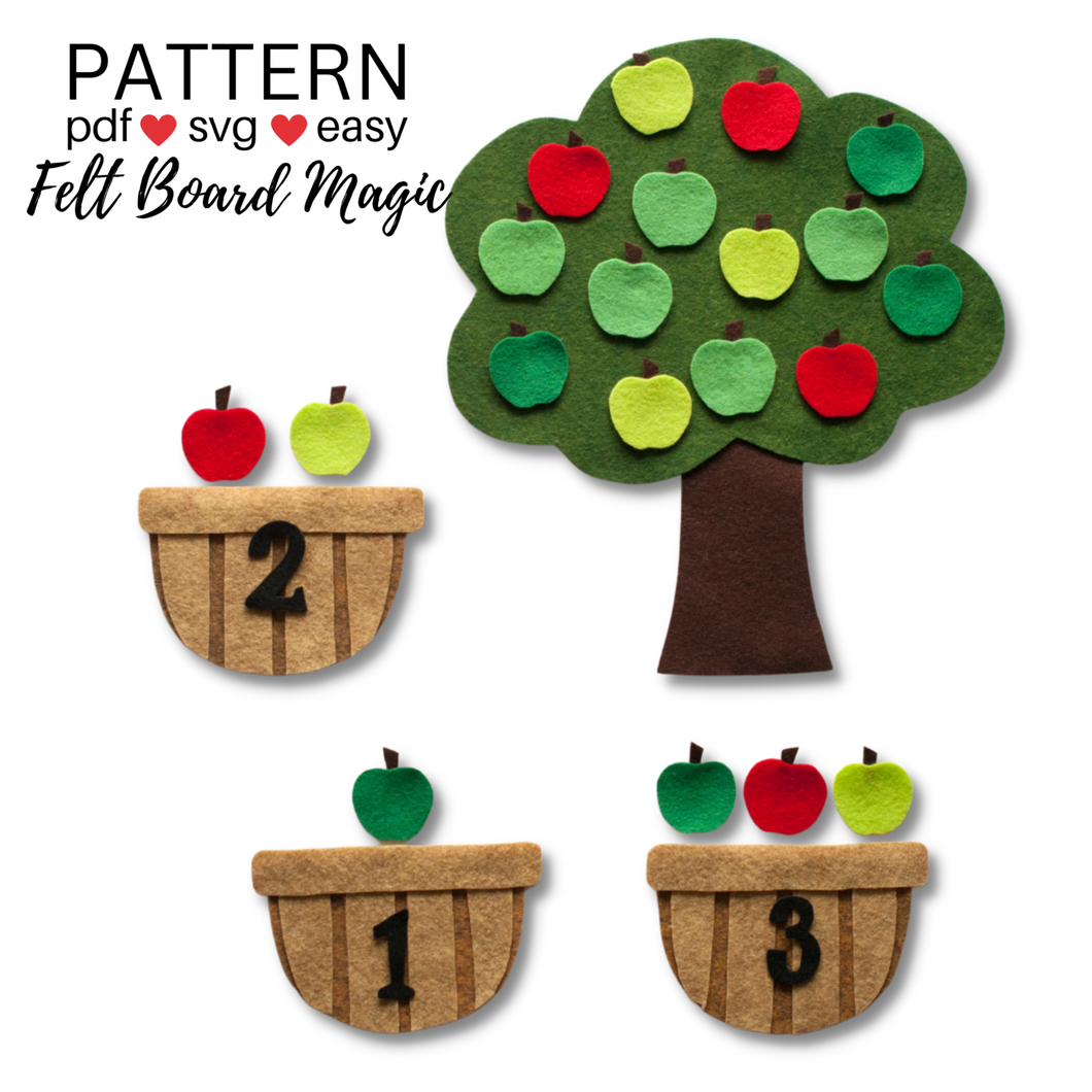 Apple Counting Baskets Felt Set Pattern