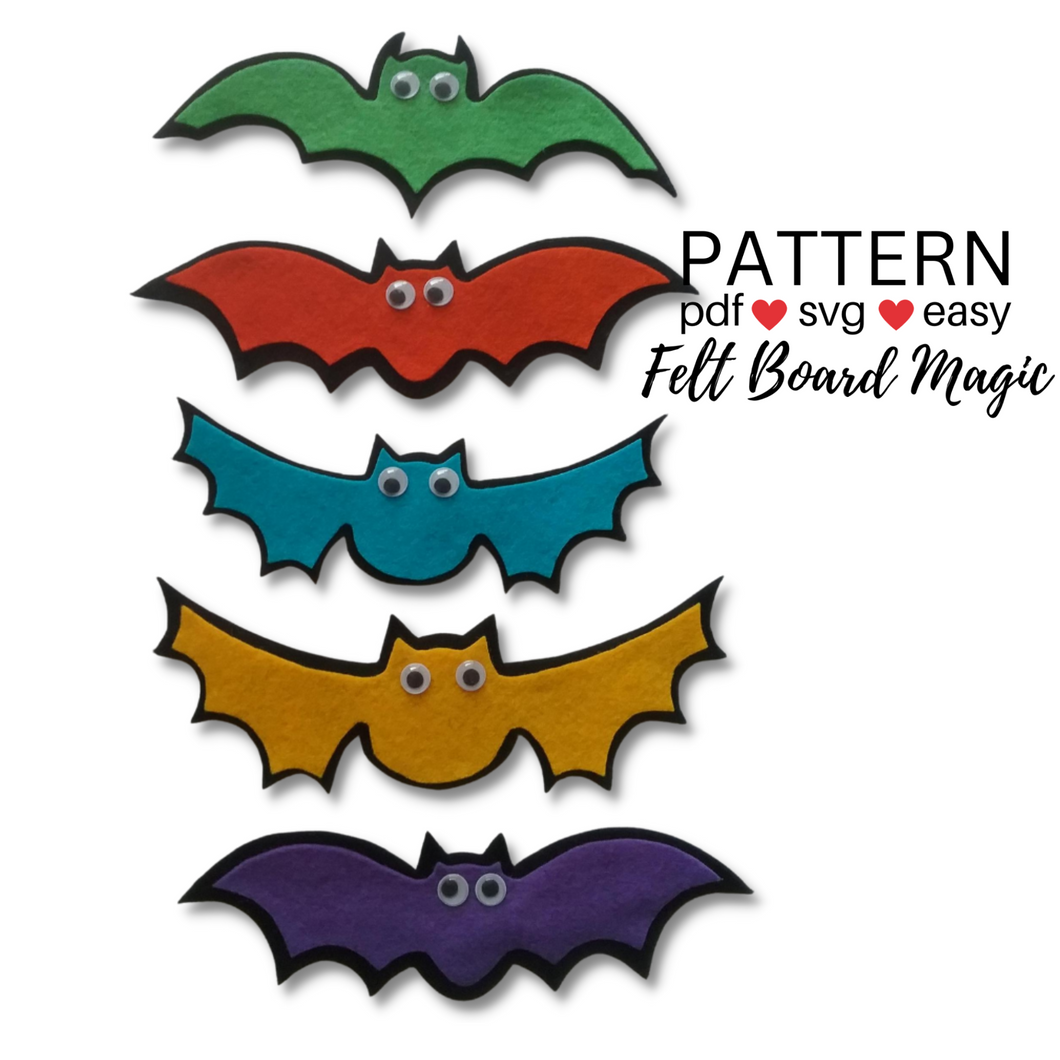 Five Little Bats on a Dark Dark Night Felt Set Pattern