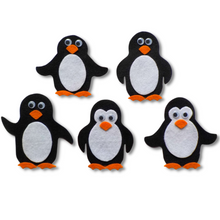 Load image into Gallery viewer, Five perky Penguins Felt Set Pattern
