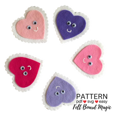 Load image into Gallery viewer, Five Valentine&#39;s Hearts Felt Set Pattern
