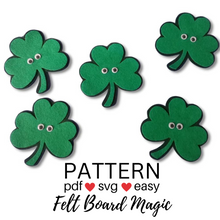 Load image into Gallery viewer, Five Little Shamrocks Felt Set Pattern
