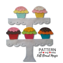 Load image into Gallery viewer, Five Yummy Cupcakes Felt Set Pattern
