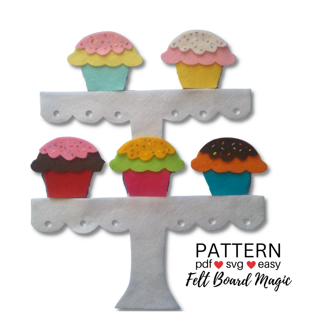 Five Yummy Cupcakes Felt Set Pattern