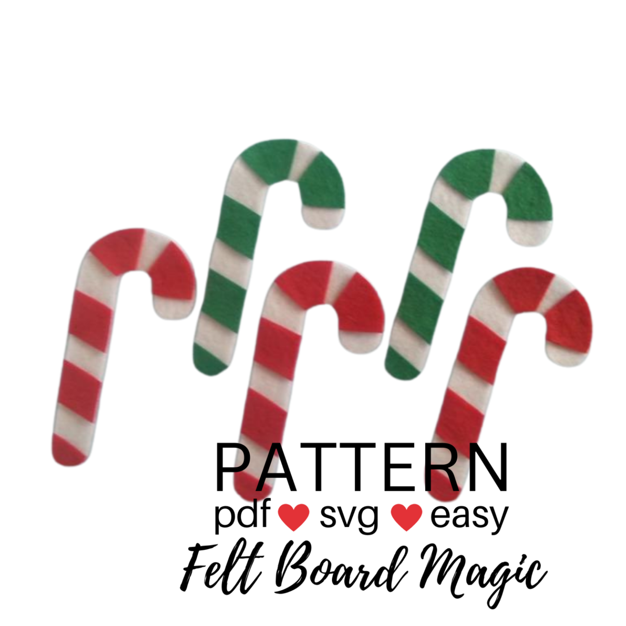 Five Candy Canes Felt Set Pattern Felt Board Magic