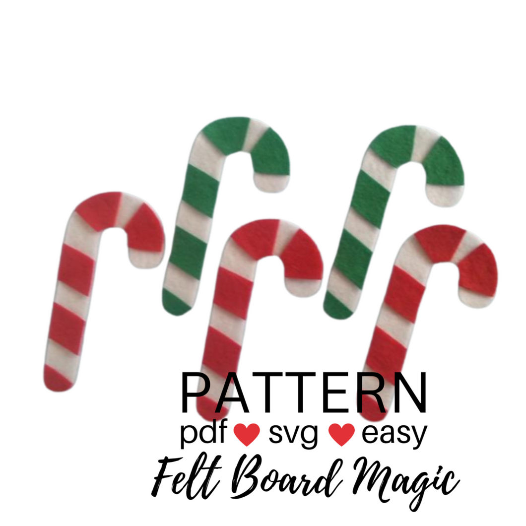 Five Candy Canes Felt Set Pattern